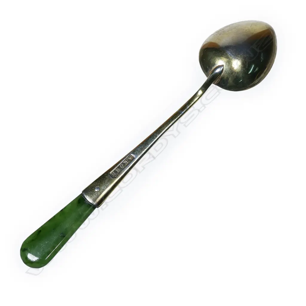 Adolph Kohn (Auckland) set of six silver and pounamu teaspoons, Image 1++